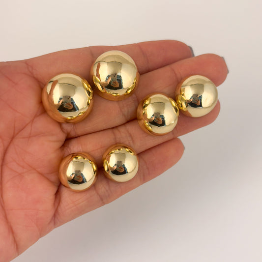 Arete pegado media bola chapa de oro