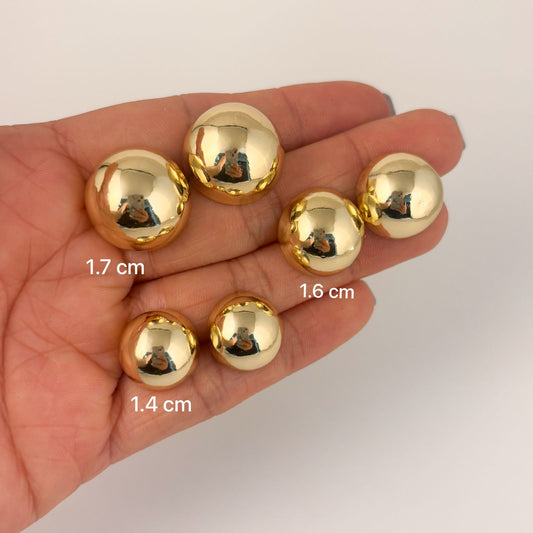 Arete pegado media bola chapa de oro