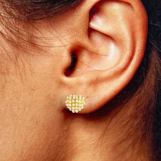 Broqueles micro perla corazón chapa de oro