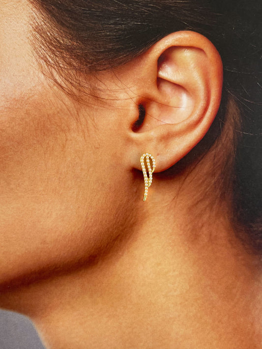 Broqueles chapa de oro alas micro perlas