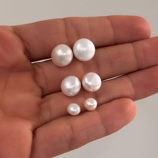 Broquel perla natural chapa de oro diferentes medidas