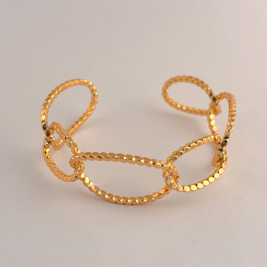 Brazalete cadena puntos chapa de oro