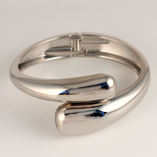 Brazalete grueso plateado chapa de oro