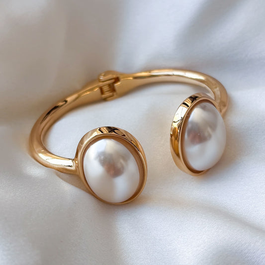 Brazalete perlas ovaladas chapa de oro