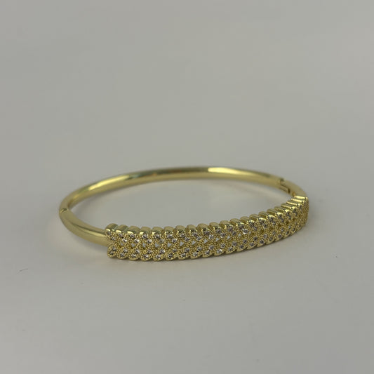 Brazalete dorado zirconias espiga chapa de oro