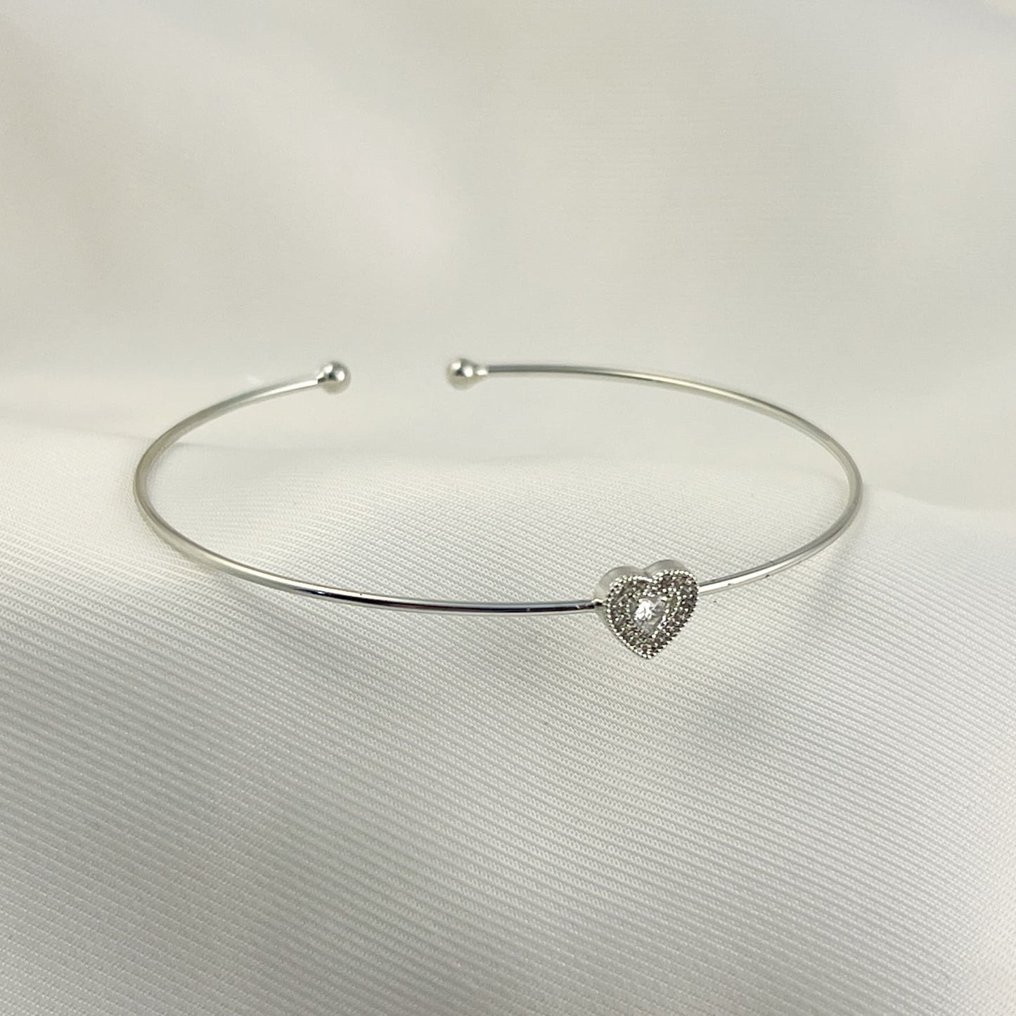 Brazalete delgado plateado chapa de oro