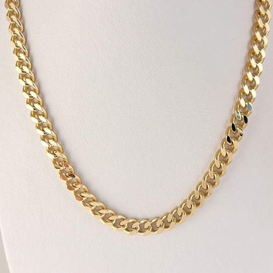 Cadena barbada 6 mm chapa de oro 60 cm