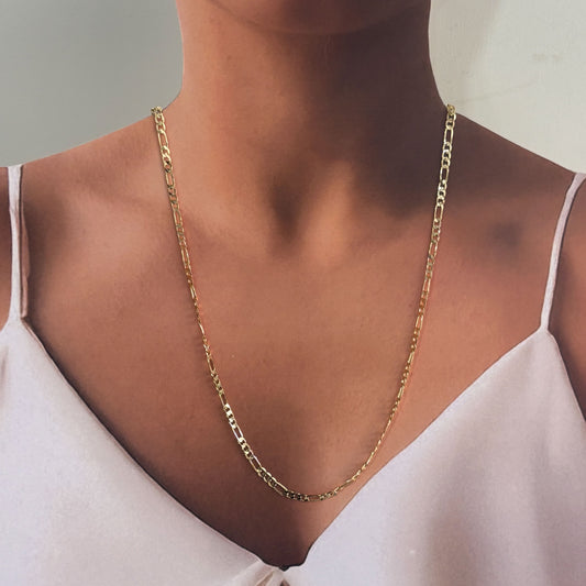 Cadena chapa de oro eslabó tres por uno diferentes medidas