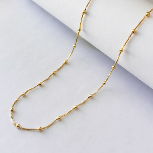 Cadena bolitas chapa de oro 45 cm + 5 cm