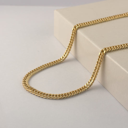 Cadena chapa de oro barbada cerrada 60 cm