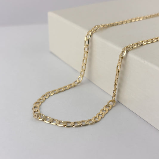 Cadena chapa de oro barbada plana