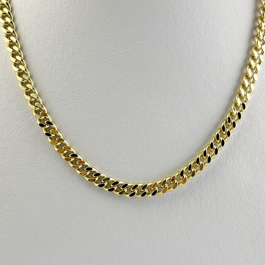 Cadena barbada 5 mm chapa de oro 55 cm