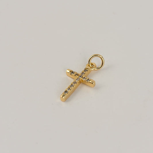 Dije cruz zirconias chapa de oro 1.5 cm