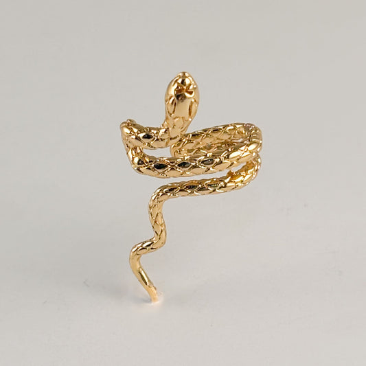Earcuff simulador de perforación serpiente dorado chapa de oro