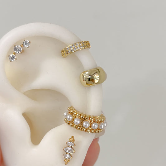 Ear cuff simulador de perforación grueso perlas