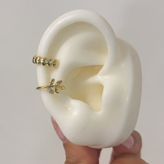 Ear cuff simulador de perforación delgado chapa corazones