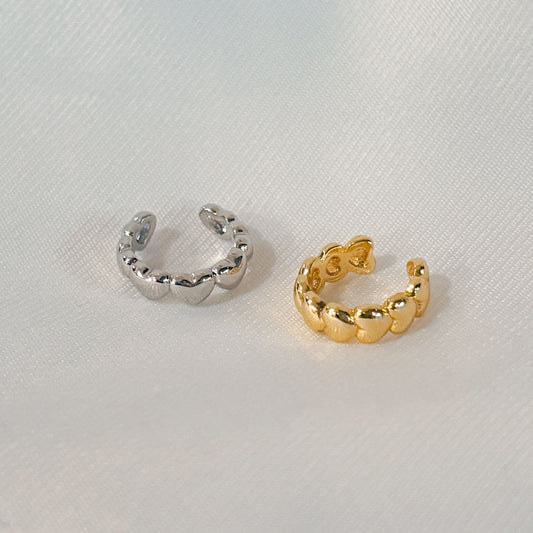 Ear cuff simulador de perforación delgado chapa corazones