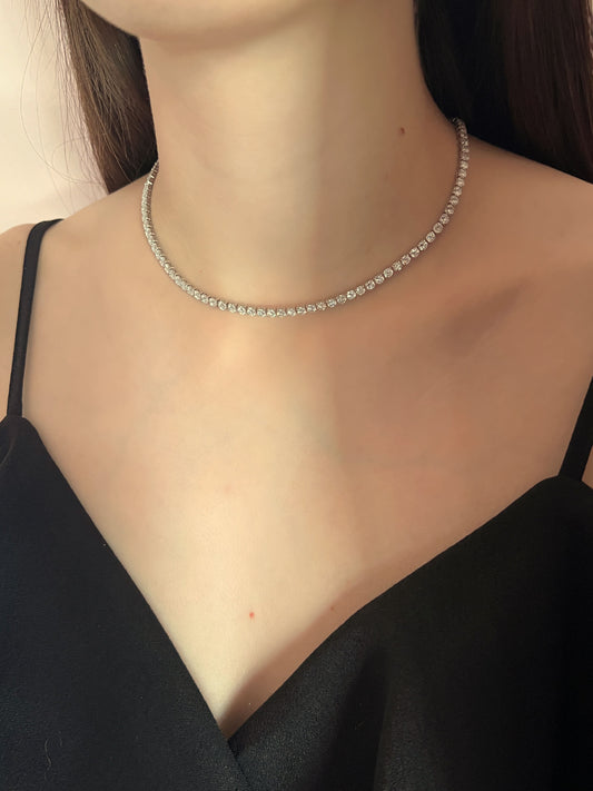Gargantilla choker tennis fila de zirconias chapa de oro
