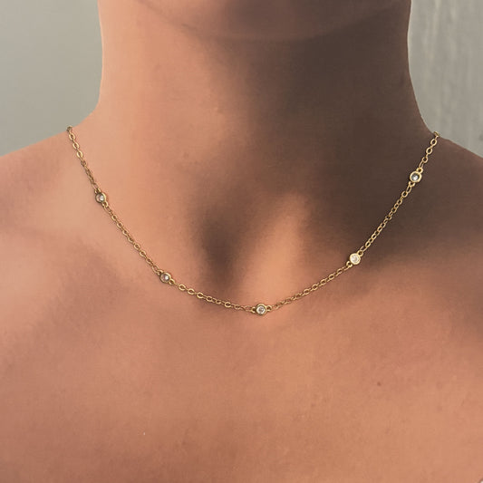 Collar chapa de oro cristal circular