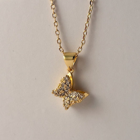 Collar dije de mariposa zirconias chapa de oro