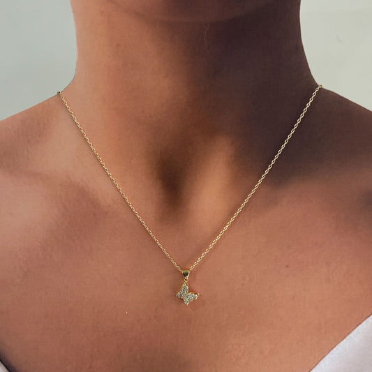Collar dije de mariposa zirconias chapa de oro