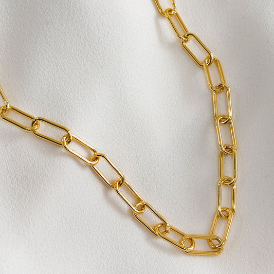 Collar cadena eslabón clip 45+5 cm chapa de oro