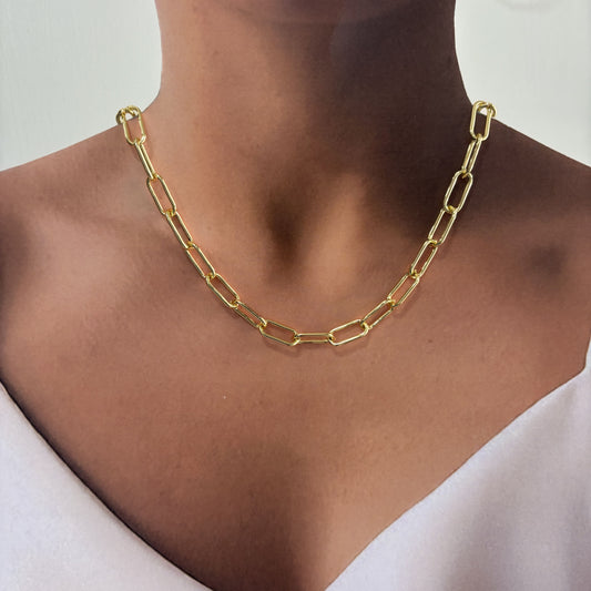 Collar cadena eslabón clip 45+5 cm chapa de oro