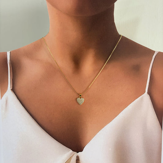 Collar corazón zirconias ajustable chapa de oro