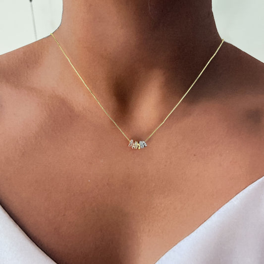 Collar rondeles tricolor chapa de oro dorado ajustable