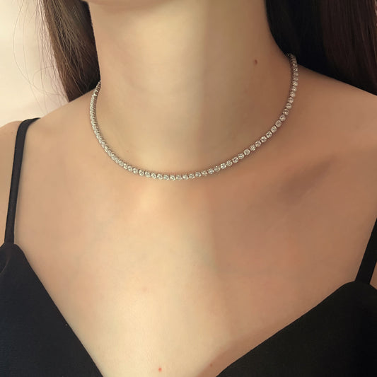 Gargantilla choker tennis fila de zirconias chapa de oro