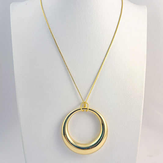 Collar largo aro chapa de oro