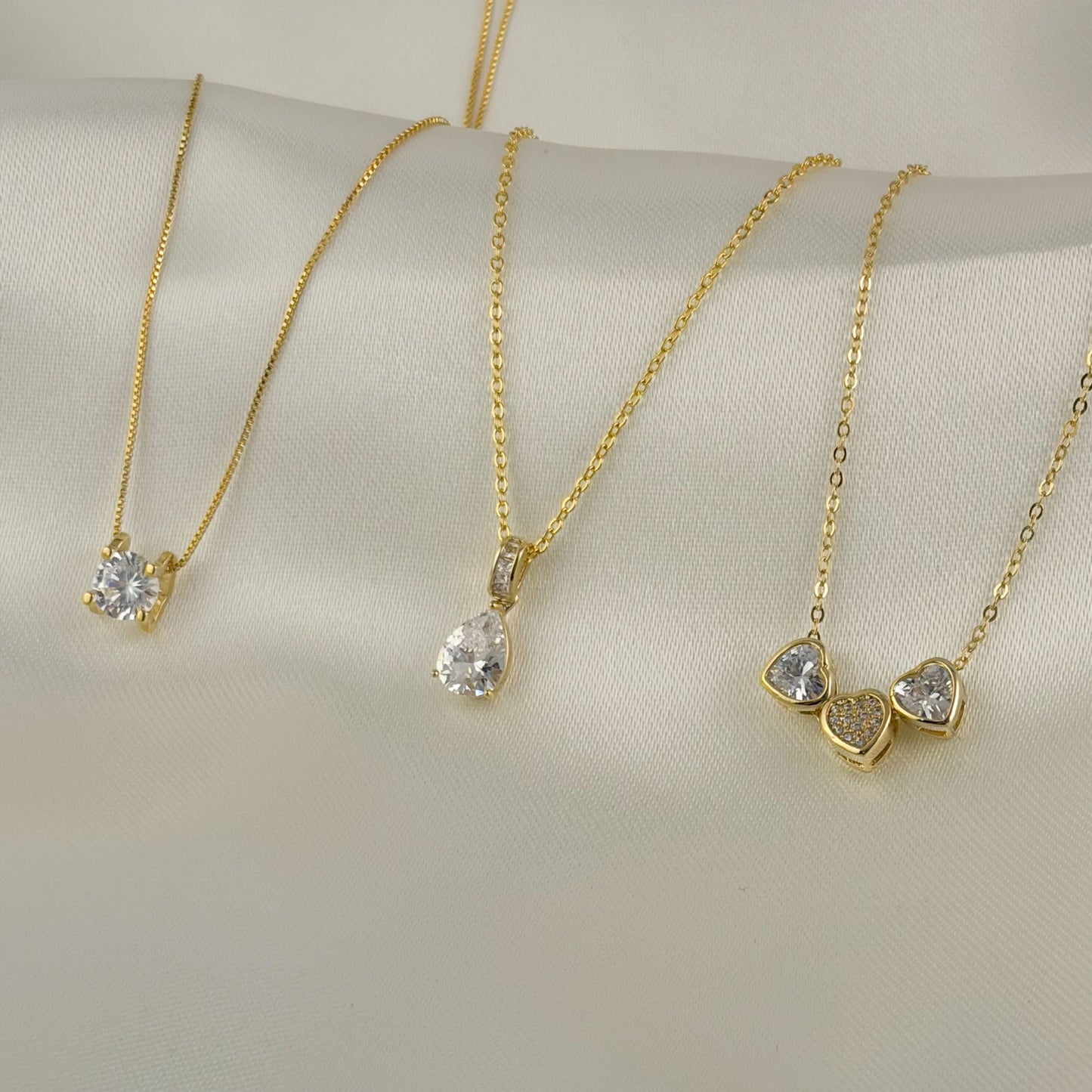 Collar baño de oro con zirconias diferentes modelos