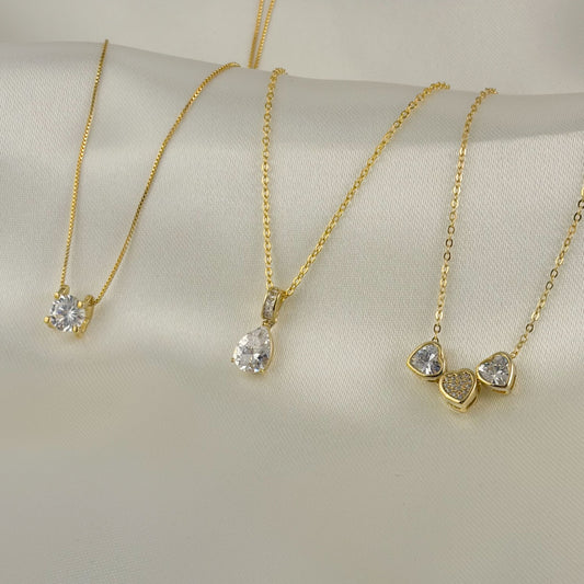 Collar baño de oro con zirconias diferentes modelos
