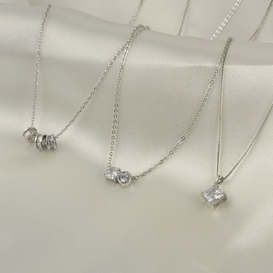 Collar plateado dije zirconias baño de rodio