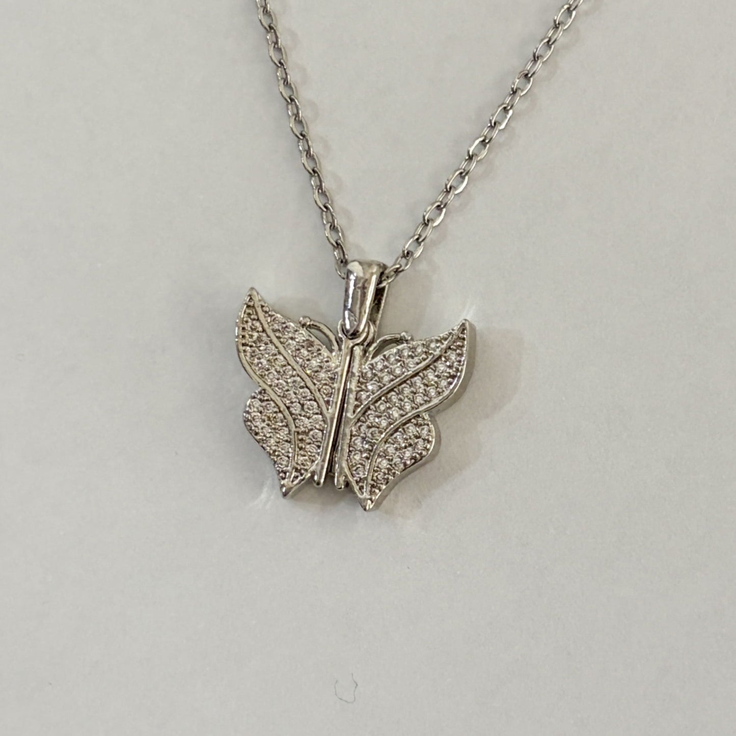 Collar dije mariposa con alas para grabar cadena de acero inoxidable