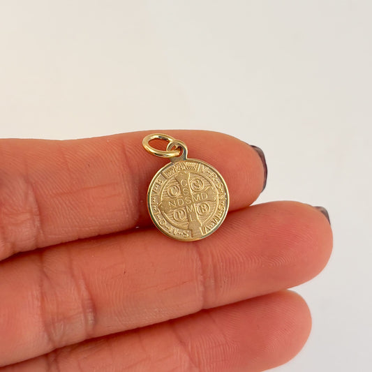 Medalla san benito 1.5 cm chapa de oro mate