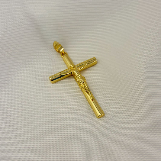 Dije cruz chapa Cristo tubular grande 4 cm