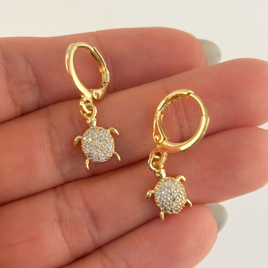 Huggies tortuga zirconias chapa de oro