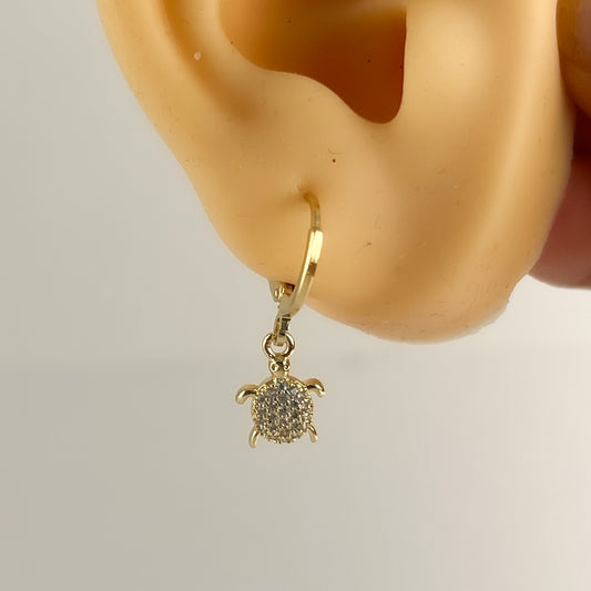 Huggies tortuga zirconias chapa de oro