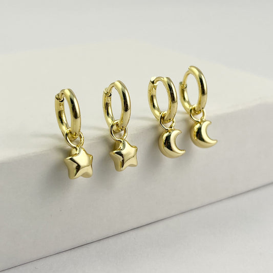 Huggies dije mini globo colgante chapa de oro 1 cm