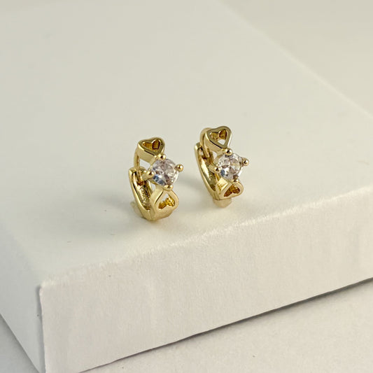 Huggies chapa de oro mini corazón contorno zirconia