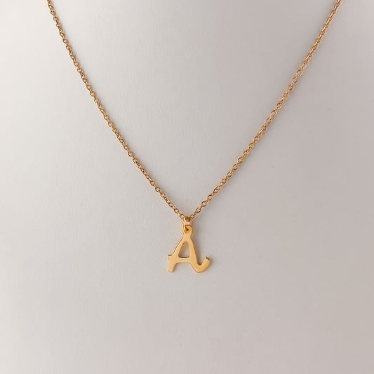 Collar inicial letra cursiva baño de oro con cadena de acero inoxidable ¡Elige la letra!