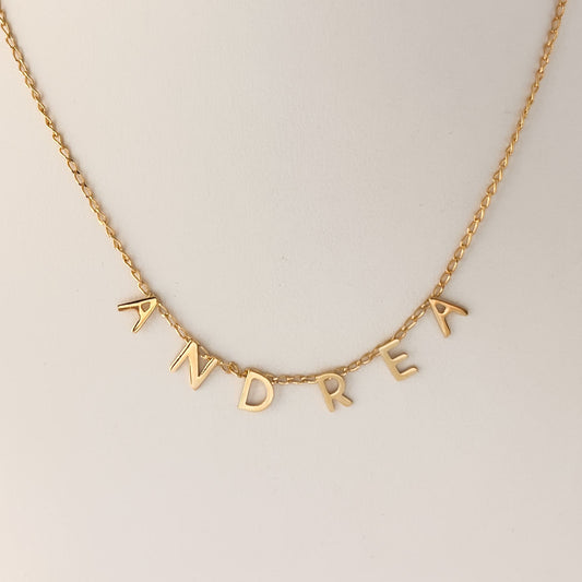 Collar personalizado de nombre letra soldada mini elegante chapa de oro 18k ¡Elige el número de letras!