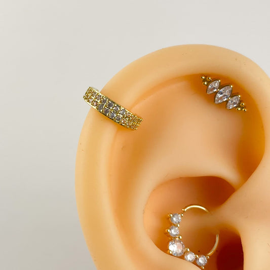 Piercing chapa de oro argolla mini zirconias