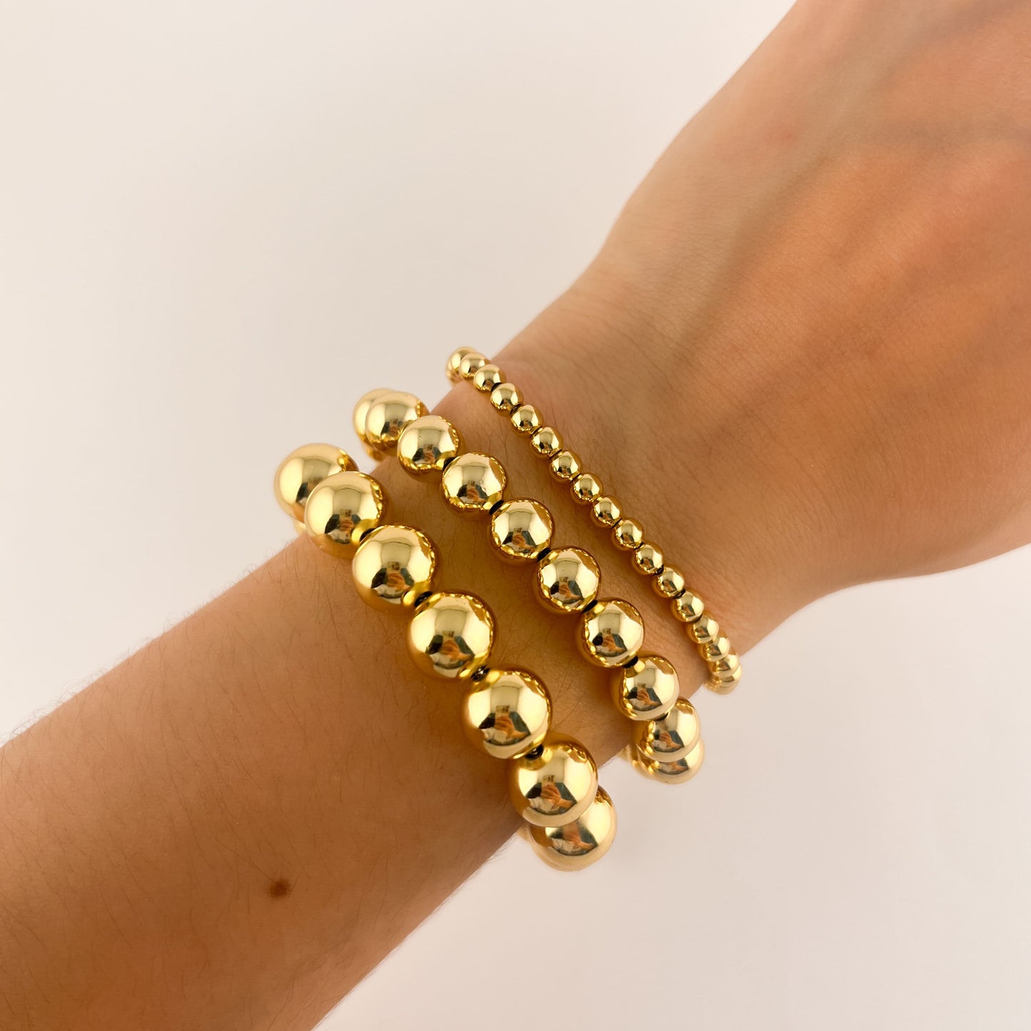 Pulsera bolitas chapa de oro ajustable 4 mm
