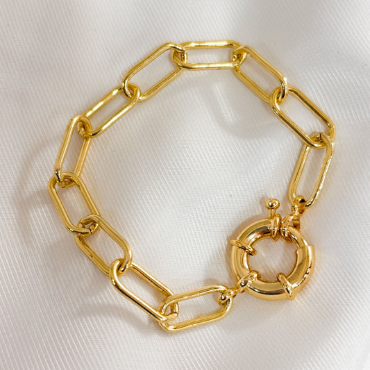 Pulsera chapa de oro eslabones broche marino