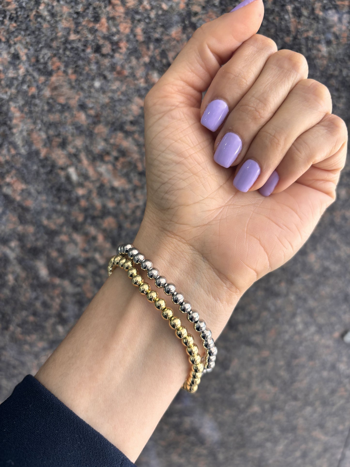 Pulsera esferitas chapa de oro elástico 4 mm ¡Elige el color!