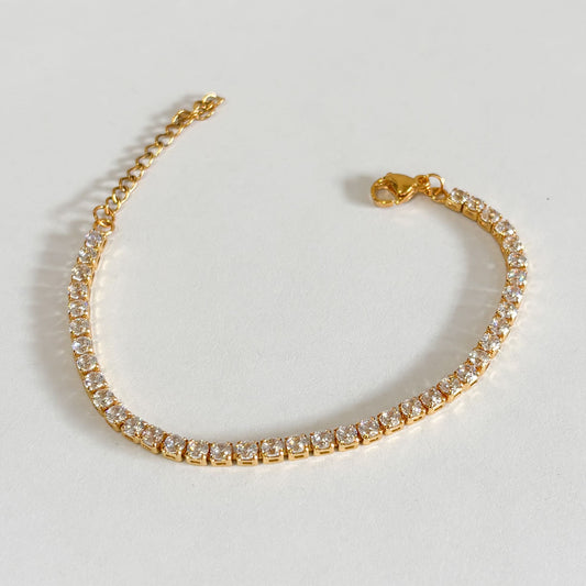 Pulsera tennis fila de zirconias chapa de oro
