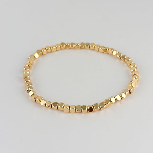 Pulsera cubitos chapa de oro elástico