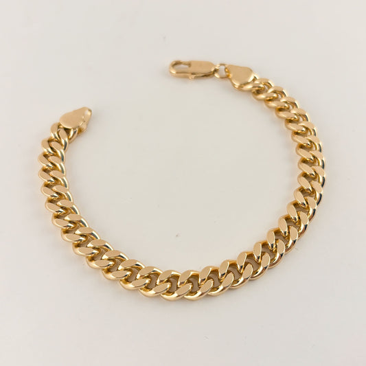 Pulsera barbada chapa de oro 21 cm 8 mm